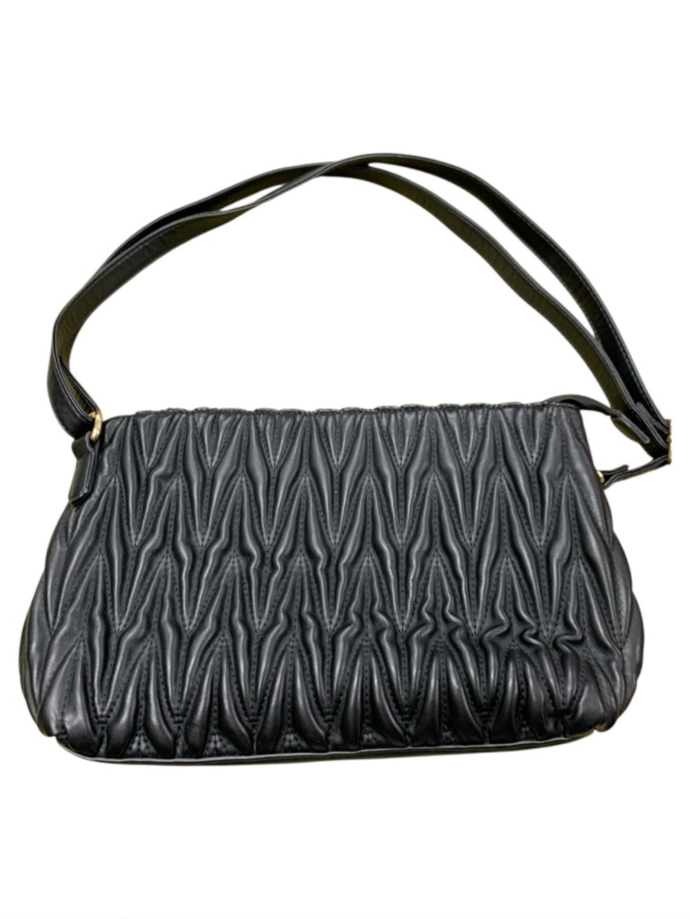 Gussaci Black Quilted Ruched Shoulder Bag